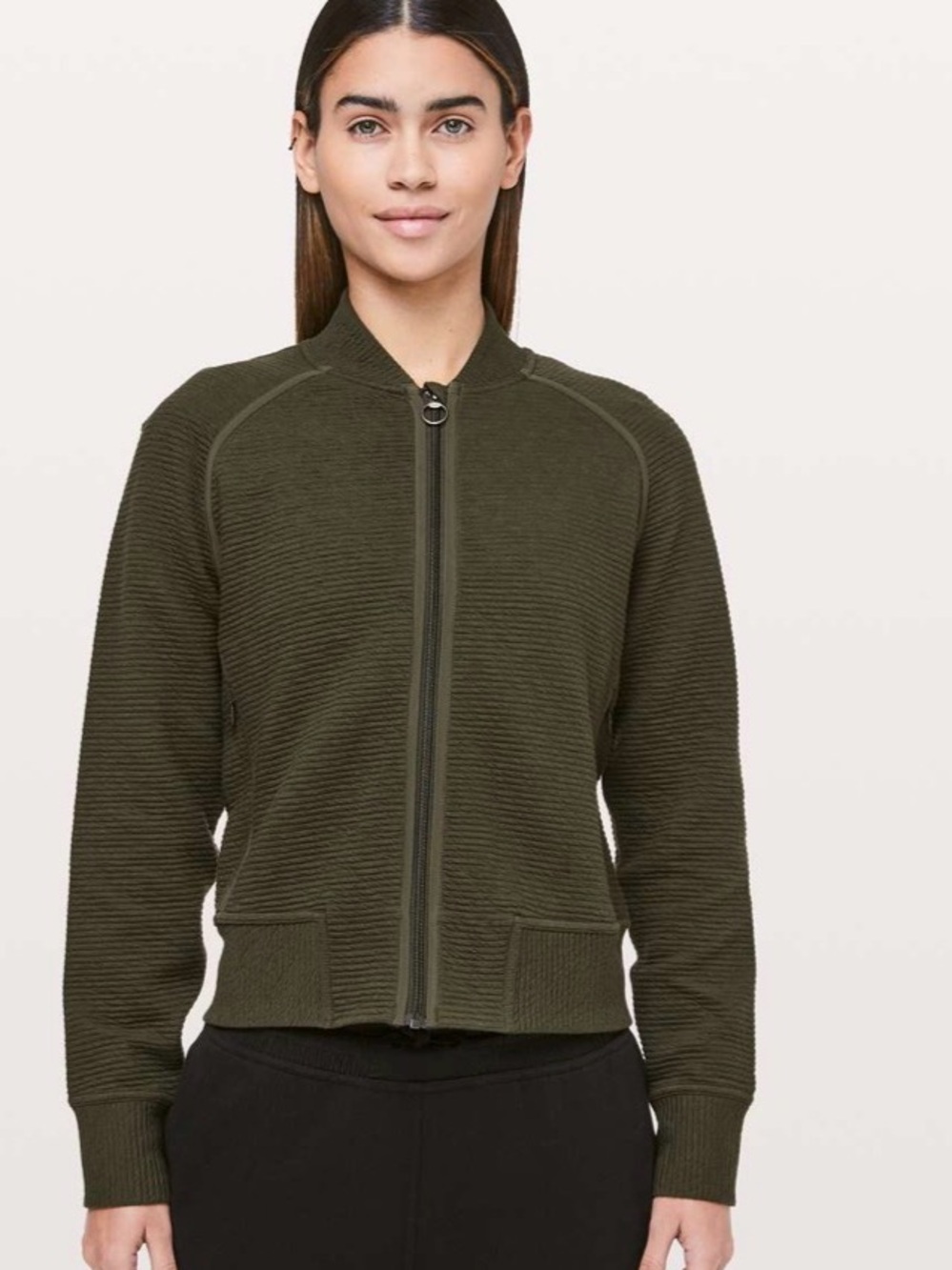 lululemon athletica  On Repaeat Olive Ribbed Bomber Jacket